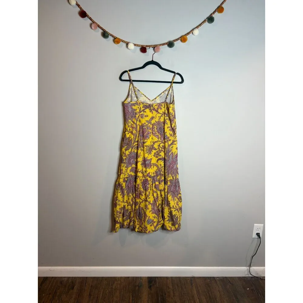 J. Crew Collection Poplin Raffi Golden Paisley tiered midi dress